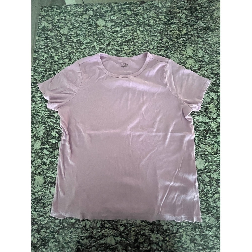 Time and Tru Lavender Purple Ribbed Short Sleeve Crew Neck T-Shirt XXL 20